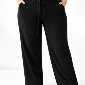 Pantalón bota recta acanalado negro